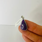 925 Sterling Silver Drop Shaped Sugilite Crystal Pendant  |  Spiritual Growth Protection Healing