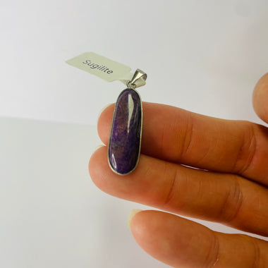 925 Sterling Silver Oval Shaped Sugilite Crystal Pendant  |  Spiritual Growth Protection Healing