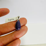 925 Sterling Silver Drop Shaped Sugilite Crystal Pendant  |  Spiritual Growth Protection Healing