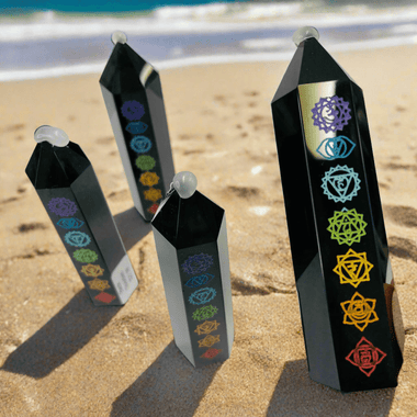 Genuine Black Obsidian Crystal Chakra Point / Tower - Ai Ne