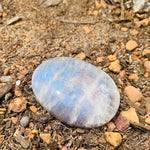 Moonstone Palm Stone with Blue Flash 61mm Grounding, Protection, Divine Feminine Connection - Ai Ne