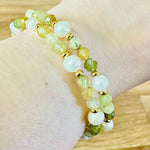 Natural Green Garnet (Tsavorite) and Freshwater Pearl Wrap bracelet | Health Abundance Manifesting - Ai NeJewellery