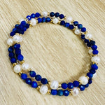 Natural Pearls and Lapis Lazuli Wrap bracelet - Ai NeJewellery