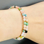 Natural Turquoise and Peruvian Pink Opal Wrap bracelets - Ai NeJewellery