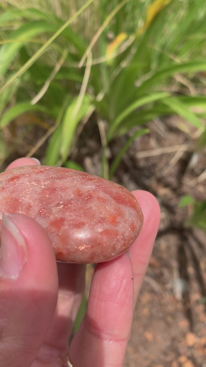 Sunstone Crystal Palm Stone /  5.2 cm App 74 grams Clear & Cleanse All Chakras