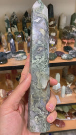 Moss Agate Crystal Tower