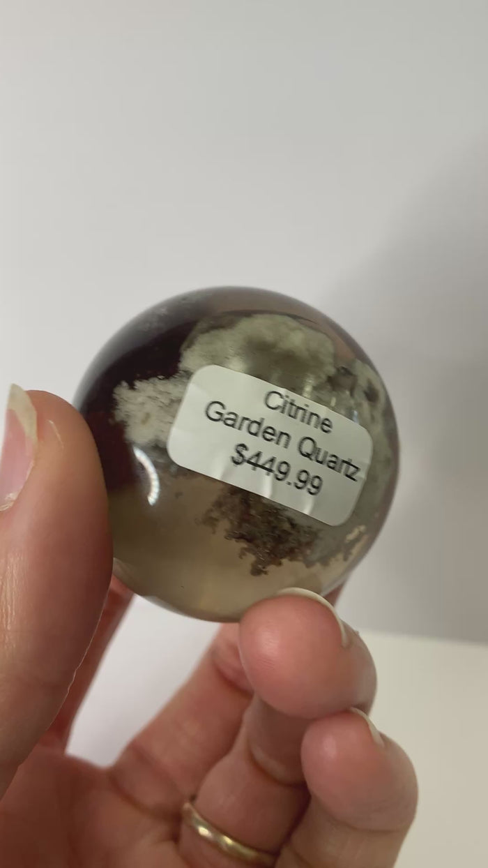 RARE! Natural Citrine Sphere & Garden Quartz Lodolite