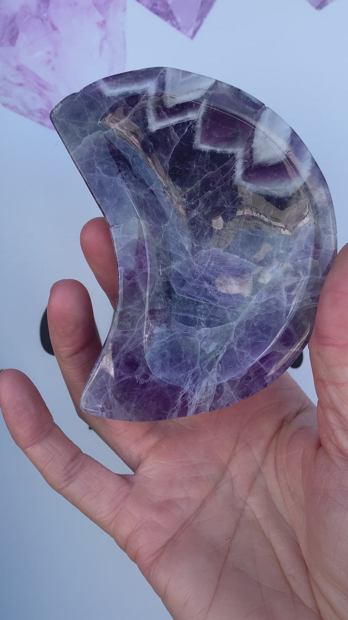 SALE! Chevron Amethyst Gemstone Crystal Moon Phase Bowl  340 grams