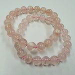 RARE - Genuine Pink snowflake Phantom Precious Stone Crystal Bracelet 9 - 10mm - Ai NeJewellery