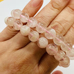 RARE - Genuine Pink snowflake Phantom Precious Stone Crystal Bracelet 9 - 10mm - Ai NeJewellery