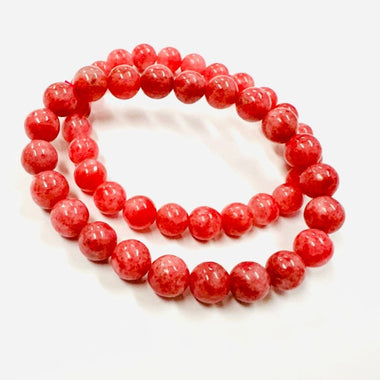 RARE - Genuine Red Rhodonite Precious Stone Crystal Bracelet 7mm - 8mm - Ai NeJewellery