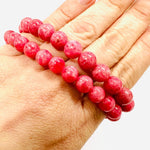 RARE - Genuine Red Rhodonite Precious Stone Crystal Bracelet 7mm - 8mm - Ai NeJewellery