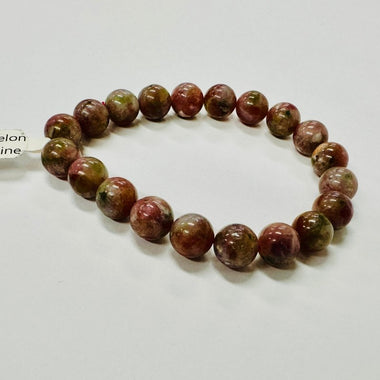 RARE - Genuine Watermelon Tourmaline Precious Stone Crystal Bracelet 10mm - Ai NeJewellery