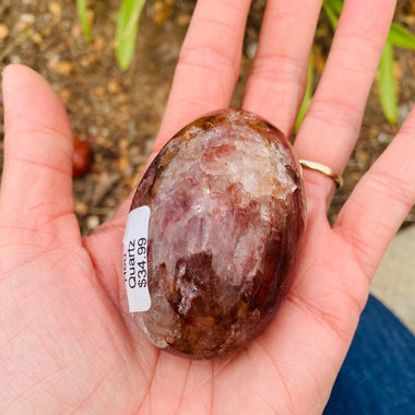 Red Quartz Hematiod Crystal Palm Stone Large - Ai Ne