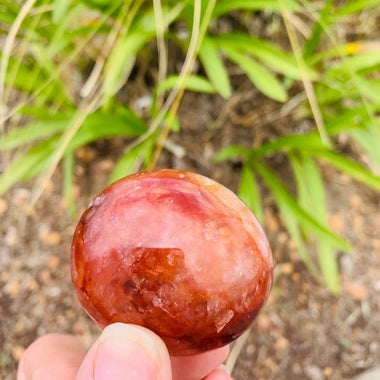 Red Quartz hematoid Astarte Crystal Palm Stone - Ai Ne