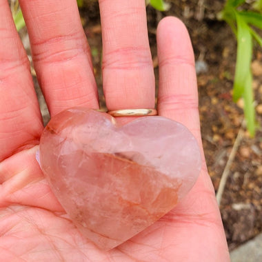 Red Quartz Hematoid / Astarte Crystal Palm Stone Heart - Ai Ne