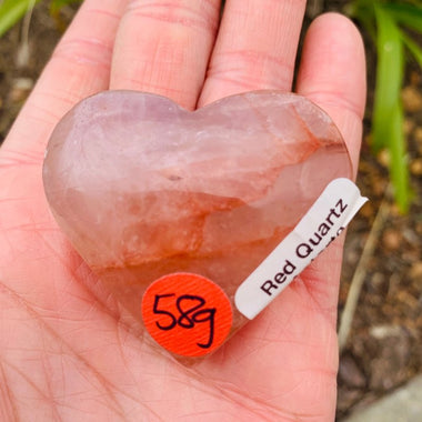 Red Quartz Hematoid / Astarte Crystal Palm Stone Heart - Ai Ne