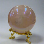 Rose Aura Quartz Crystal Sphere - Radiant Pink Energy Stone for Healing & Harmony - Ai Ne