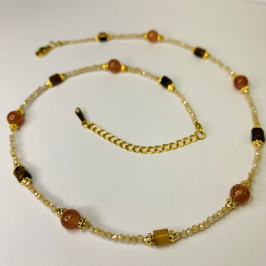 Tiger Eye & Strawberry Quartz Necklace - Ai Ne