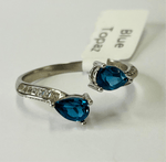 Two Drop Shaped Blue Topaz Gems 925 Silver Ring | Embrace Sparkling Elegance and Spiritual Serenity - Ai NeDefault Category